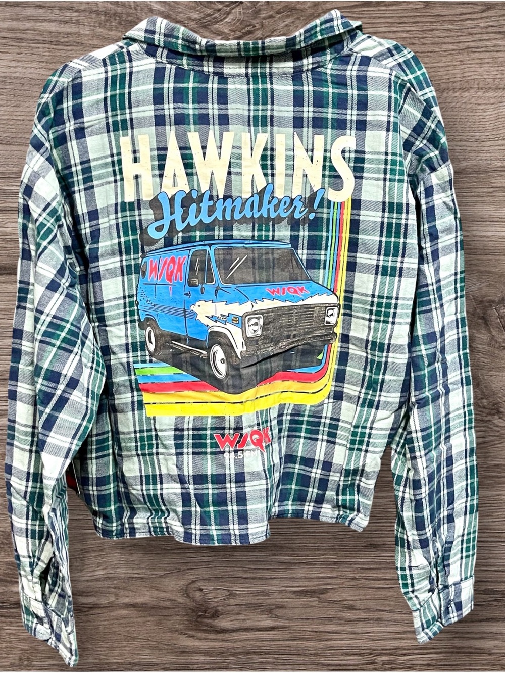 New XXL women’s Stranger Things Hawkins graphic blue plaid Crop top